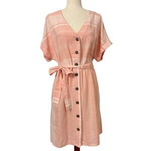 Carve Designs Peach Stripe Button-Front Mini Dress